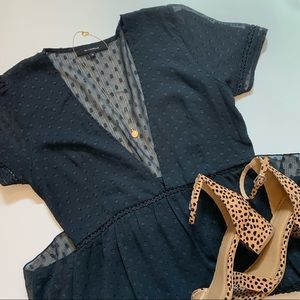 Polka Dot Textured Little Black Dress